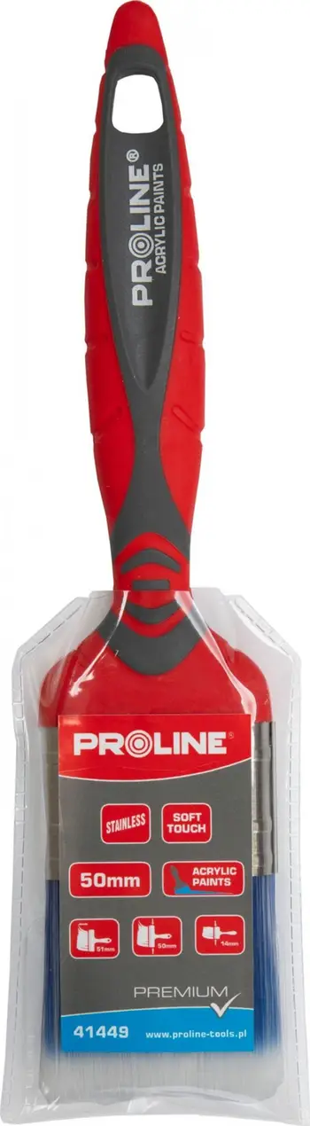 Furçë lyerje Pro-Line Flat Brush Premium, 40mm, dorezë ergonomike 2K TPR, fije akrilike