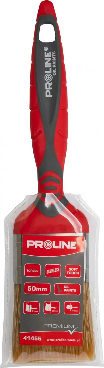 Furçë e sheshtë Pro-Line Flat Brush Premium 65mm, dorezë ergonomike 2K TPR, për bojë vaji