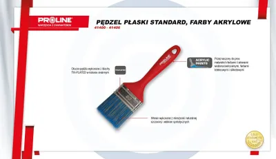 Furçë lyerjeje Pro-Line Flat Standard 80mm, dorezë plastike, për bojë akrilike, e kuqe - 3