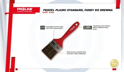 Furçë e rrafshët Pro-Line Standard, 30mm, dorezë plastike, për dru - 3