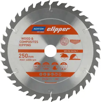 Disk sharrë Norton Clipper, 250mm, 30mm, 36 dhëmbë, i argjendtë