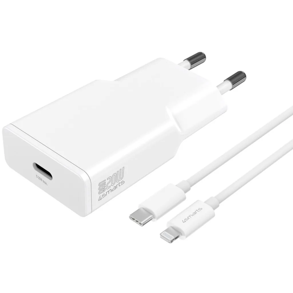 Adapter 4smarts / PDPlug Slim Charger Set / 20W / GaN / USB-C to Lightning Cable - 1