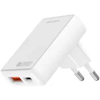 Adapter Wall Charger 4smarts FlatPlug Duos 20W GaN 1xUSB-C + 1xUSB-A – Bardhë