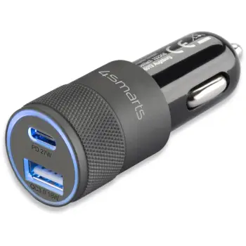 Adapter telefoni për veturë Car Charger 4smarts Rapid+ Quick Charge & PD 27W – Zezë