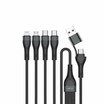 Aksesorë për telefon 4smarts / Multi-Charging Cable / 4-in-2 / USB-C & USB-A / 1.2m – Zezë