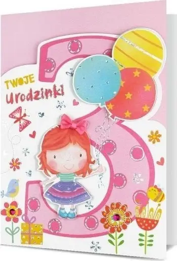 Kartolinë urimi Pan Dragon CARD B6 HM-200, 3 vjeç, rozë