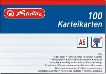 Karta të ndërrimit të kabineteve Herlitz A5/100K LIN HER BIA FOL, 100 copë, të bardha