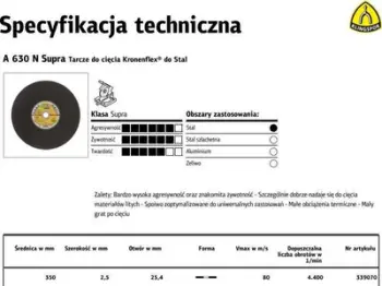 Disk prerës Klingspor, 350 * 2.5 * 25.4