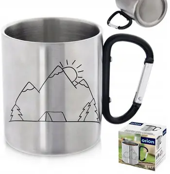 Filxhan kampingu Orion, çelik inox, 350ml, dorezë karabiner, argjend