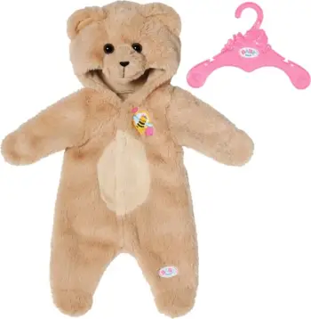 Veshje kukulle Zapf Baby Born Bear Outfit Onesie, për kukulla 43 cm, me kapuç, bezhë