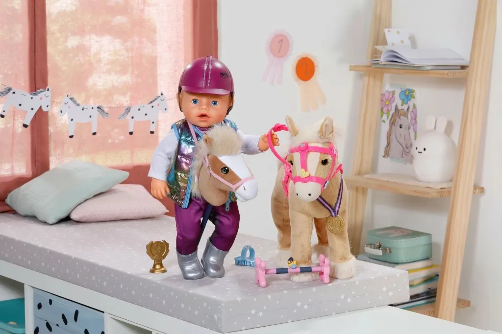 Set lodër Baby Born Hobby Horsing, kukull 43cm, kalë lodër, shumëngjyrësh - 2