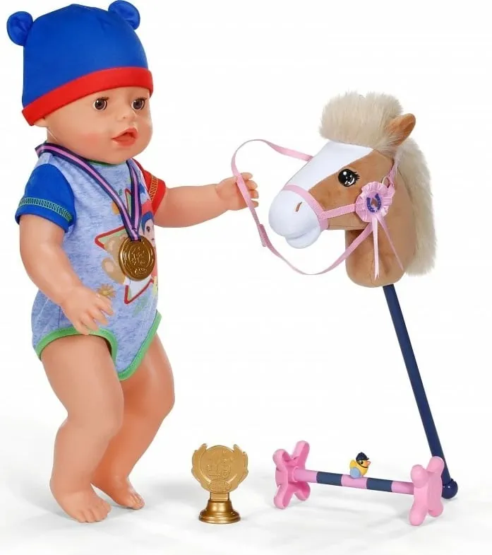 Set lodër Baby Born Hobby Horsing, kukull 43cm, kalë lodër, shumëngjyrësh - 12