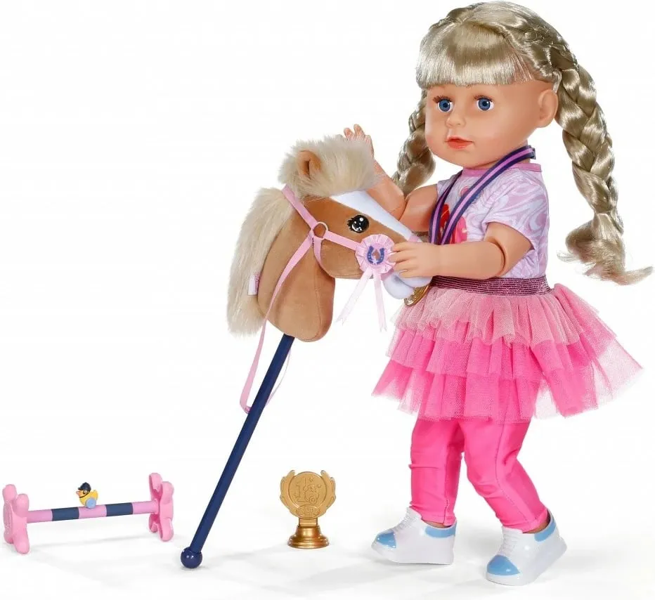 Set lodër Baby Born Hobby Horsing, kukull 43cm, kalë lodër, shumëngjyrësh - 13