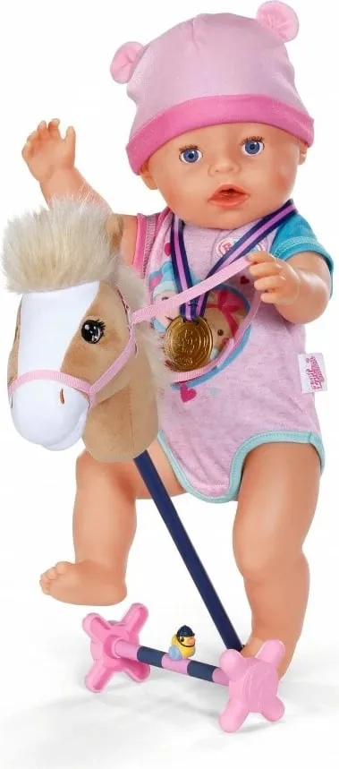 Set lodër Baby Born Hobby Horsing, kukull 43cm, kalë lodër, shumëngjyrësh - 14