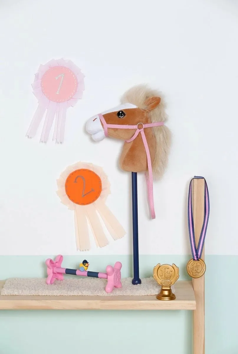 Set lodër Baby Born Hobby Horsing, kukull 43cm, kalë lodër, shumëngjyrësh - 15