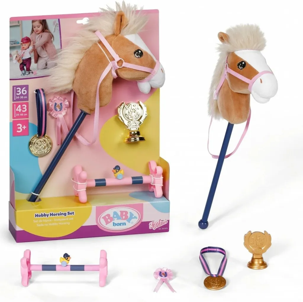 Set lodër Baby Born Hobby Horsing, kukull 43cm, kalë lodër, shumëngjyrësh - 16
