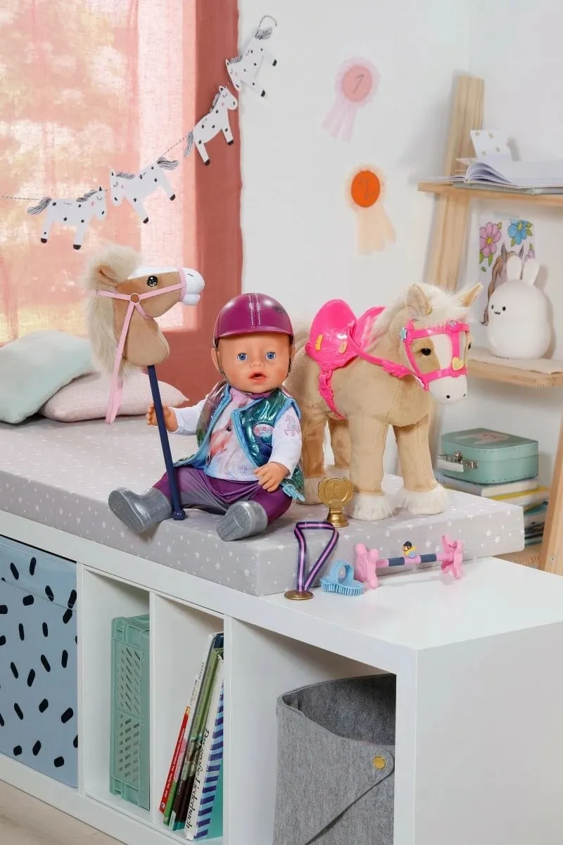 Set lodër Baby Born Hobby Horsing, kukull 43cm, kalë lodër, shumëngjyrësh - 4