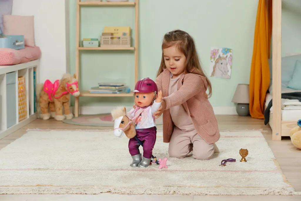 Set lodër Baby Born Hobby Horsing, kukull 43cm, kalë lodër, shumëngjyrësh - 6