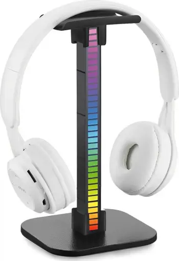 Mbajtëse për kufje Mozos D11, RGB, plastike, e zezë