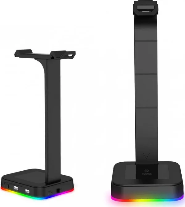 Mbajtëse për kufje Mozos D9 RGB, e zezë - 2