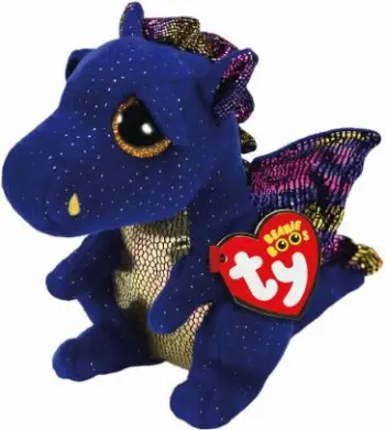 Lodër pelushi Ty Beanie Boos Saffire Dragon, dragua, ngjyrë safiri