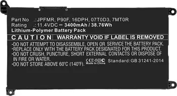 Bateri laptopi CoreParts për Dell Chromebook 3400 5488, 38.76Wh, 11.4V, e zezë