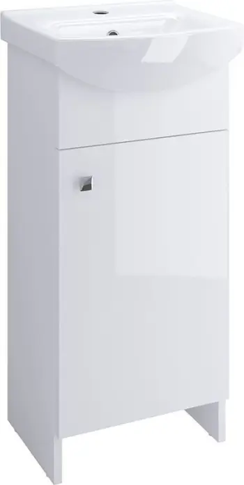 Dollap me shkëlqim të bardhë me lavaman - Cersanit Sati (S567-001-DSM), 40cm, i bardhë