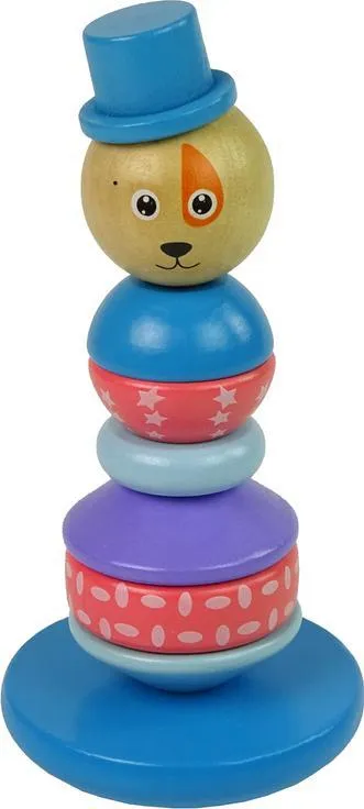 Lodër druri edukative Lean Sport Dog With Hat, lojë balancuese, shumëngjyrëshe - 3
