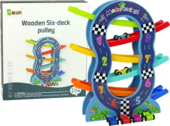 Lodër druri Lean Sport Wooden Slide, 6 nivele, makina me numra, shumëngjyrëshe