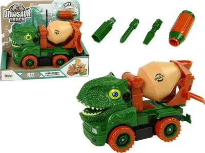 Lodër kamion mikser dinosaur Lean Sport, për çmontim dhe montim, me kaçavidë, jeshile - 1