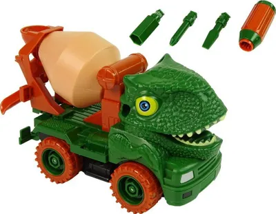 Lodër kamion mikser dinosaur Lean Sport, për çmontim dhe montim, me kaçavidë, jeshile - 4