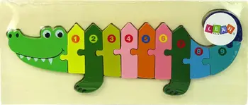 Lodër druri Lean Sport Wooden Puzzles Crocodile Numbers, puzzle numrash 1 10, shumëngjyrëshe