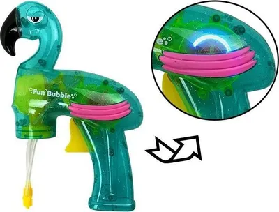 Pistole lodër Lean Sport Blue Flamingo, për flluska sapuni, me shishe lëngu, blu - 2