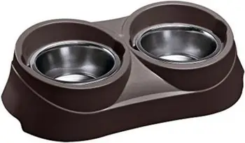 Mbajtëse tasash Ferplast Duo Feed 03, 2 tasa, plastike, gri