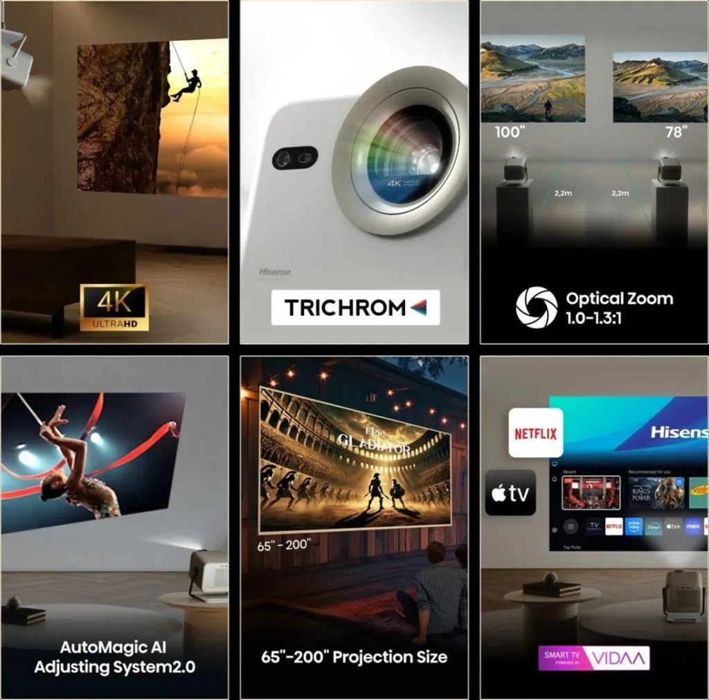 Projektor laser Hisense M2 Pro UHD 4K, gri - 4