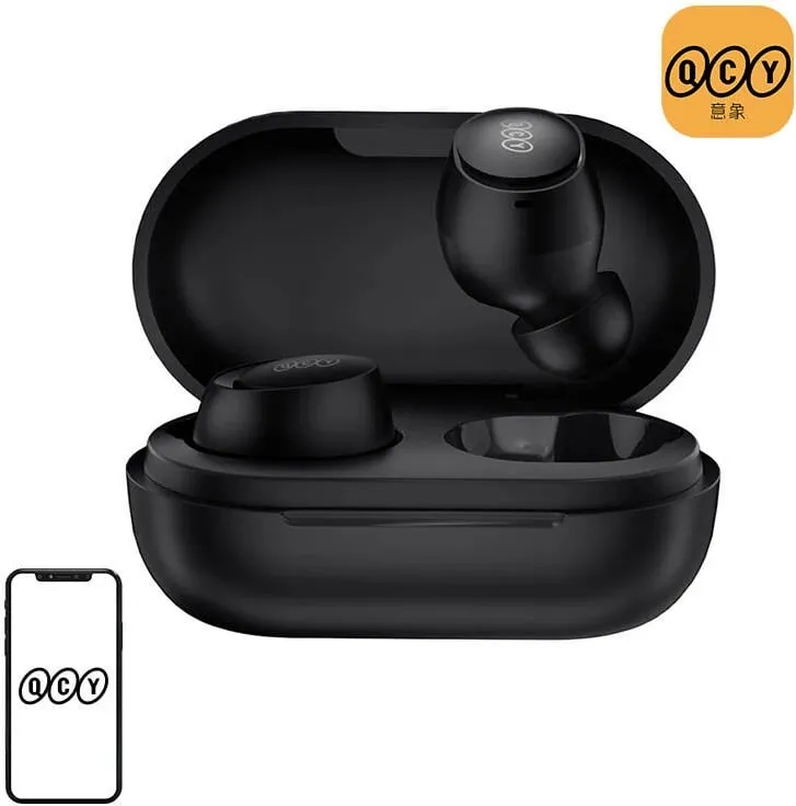 Kufje TWS QCY T27, wireless, me kuti karikimi, e zezë - 1