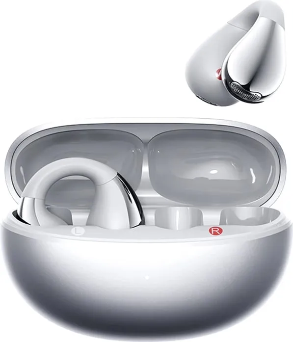 Kufje TWS QCY Crossky Clip C30S, Open-Ear, LDAC Hi-Res, Bluetooth 6.0, 40 orë, IPX5, USB-C, argjendtë - 1
