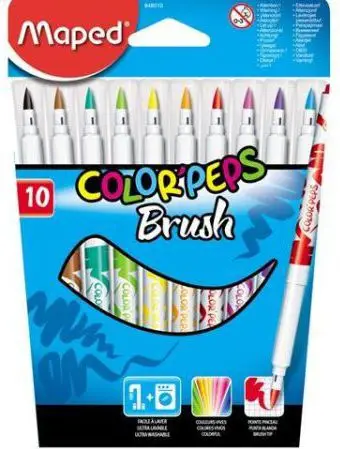Markera me majë furçe Maped Colorpeps Brush, set 10 ngjyra, larës