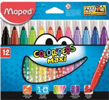 Set markera me ngjyra Maped Colorpeps Maxi, 12 ngjyra