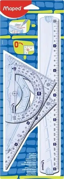 Set gjeometrik Maped Geometric Set, vizore 30cm, plastike transparente