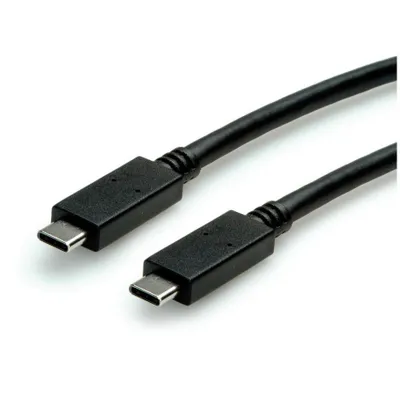 Kabllo USB Roline, USB C në USB C, USB 3.2 Gen 2, 100W PD, 0.5m, e zezë - 1