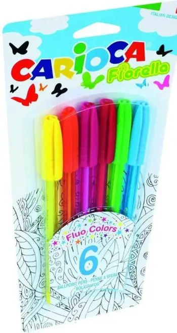 Set stilolapsash Carioca Fiorella, 6 ngjyra, fluorescent