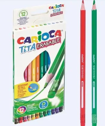 Set ngyrash me gomë Carioca Erasable, 12 ngjyra
