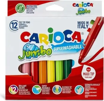 Markera Carioca Jumbo, set 12 ngjyra, bazë uji, shumëngjyrëshe
