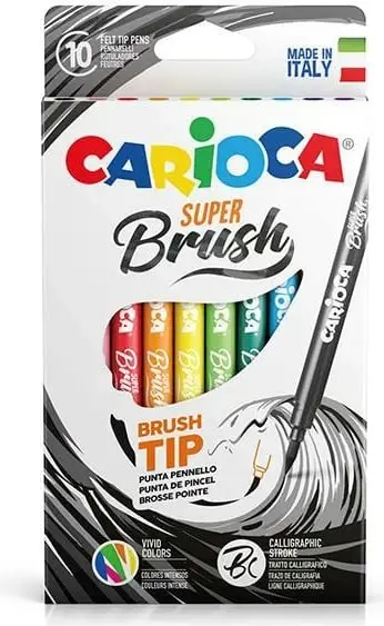 Set pisakë Carioca Brush Tip, 10 ngjyra, për vizatim