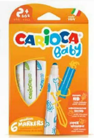 Markerë Carioca Maxi Baby Markers, 6 ngjyra