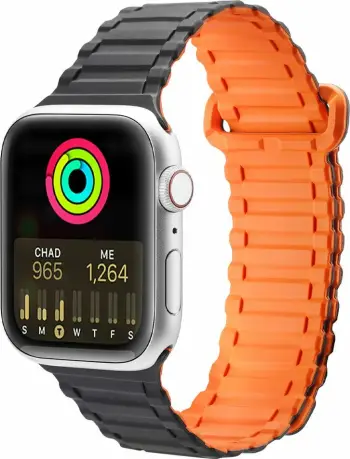 Rrip silikoni magnetik për Apple Watch Dux Ducis Armor, 38/40/41mm, zi-portokalli