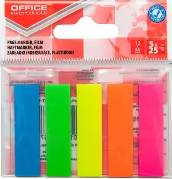 Letra ngjitëse Office Products, 12 x 45 mm, 5 x 25 copë, shumëngjyrëshe