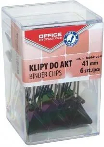 Kapëse për dokumenta Office Products, 41mm, 6 copë, të zeza - 1