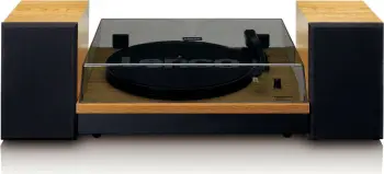 Gramafon Lenco LS-300, Bluetooth, 2 altoparlantë, druri/zi